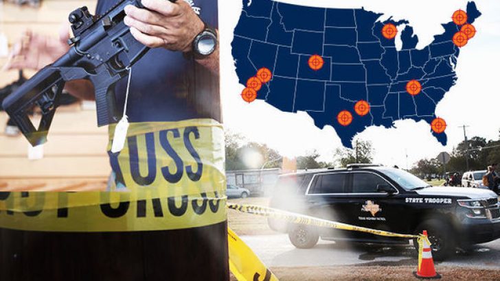 MAPPED: How deadly semi-automatics guns have been used in shootings from Texas to Vegas